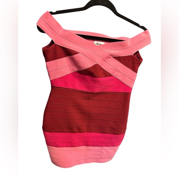 Super down Elegant Pink and Red Bandage Dress size M - Picture 2 of 9